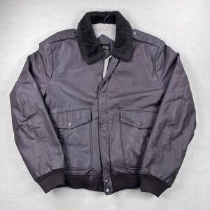 Cooper Brown Leather Bomber Jacket Mens 44 Tall Sherpa Lined Aviator Flight G-1